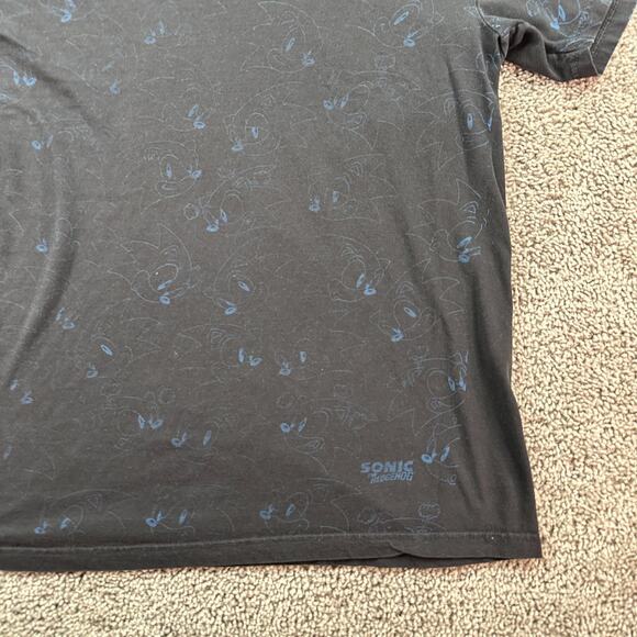 Sonic The Hedgehog Shirt Mens Extra Large Black Blue AOP Sega Short Sleeve FLAW - Picture 3 of 11